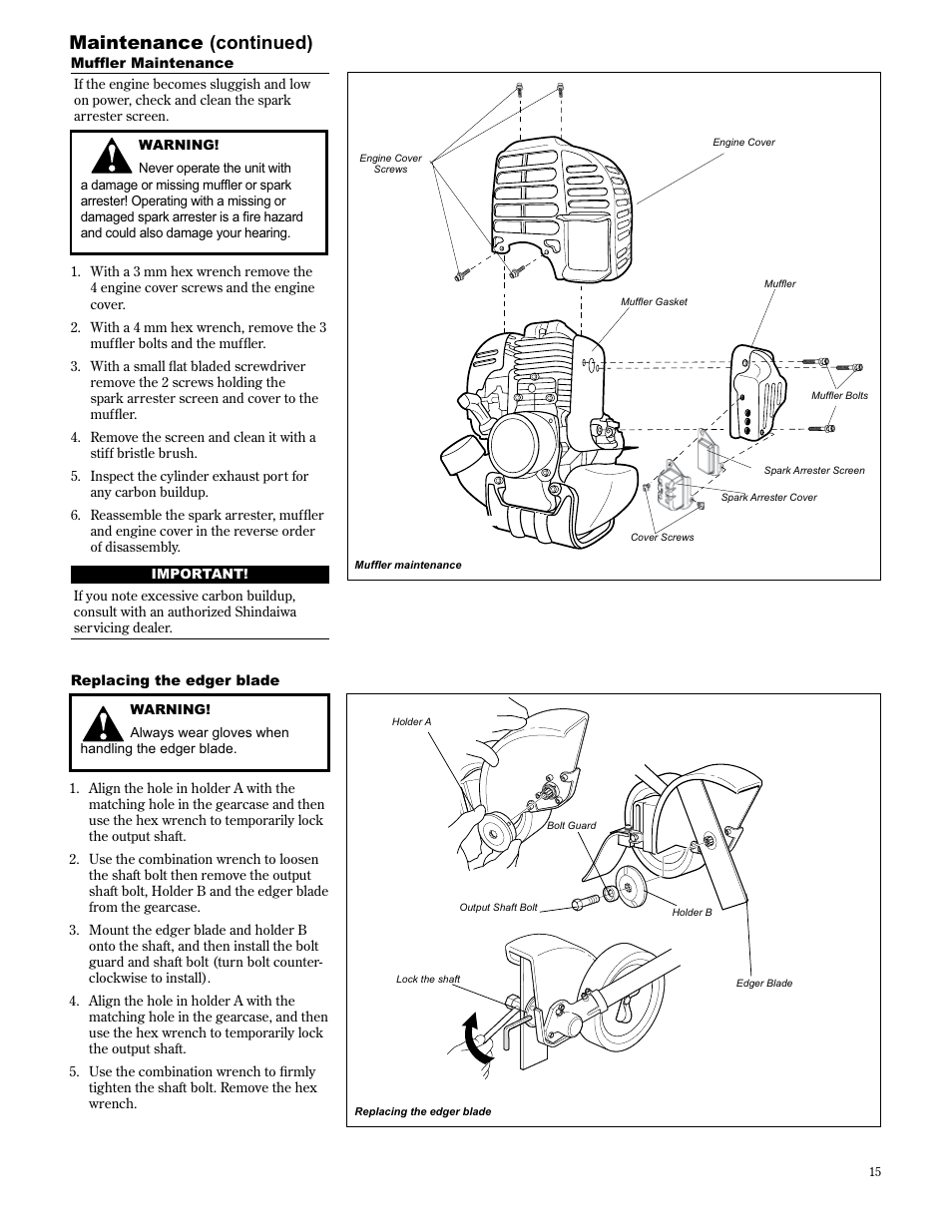 Maintenance (continued) | Shindaiwa 89307 User Manual | Page 15 / 60