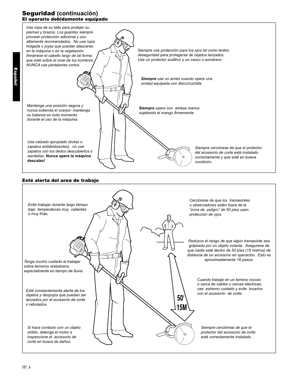 Seguridad (continuación) | Shindaiwa 89307 User Manual | Page 24 / 60