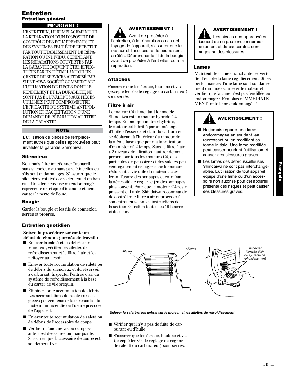 Entretien | Shindaiwa 89307 User Manual | Page 51 / 60