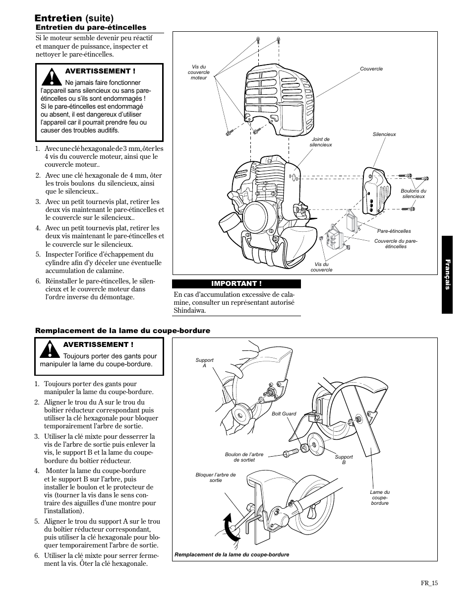 Entretien (suite) | Shindaiwa 89307 User Manual | Page 55 / 60