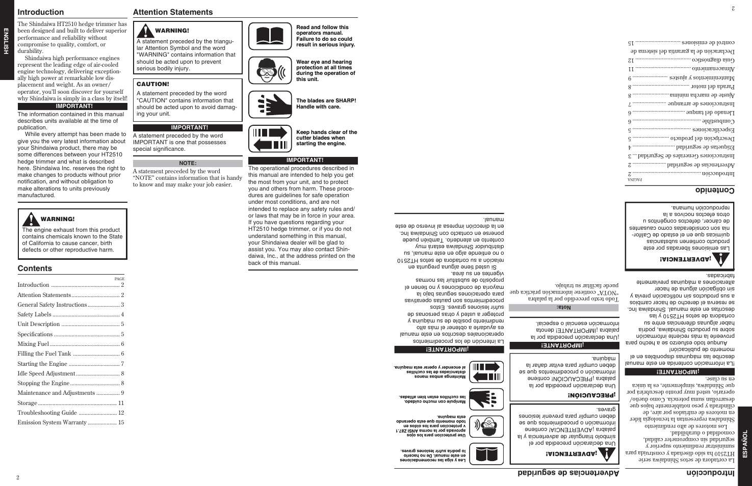 Shindaiwa 80845 User Manual | Page 2 / 16