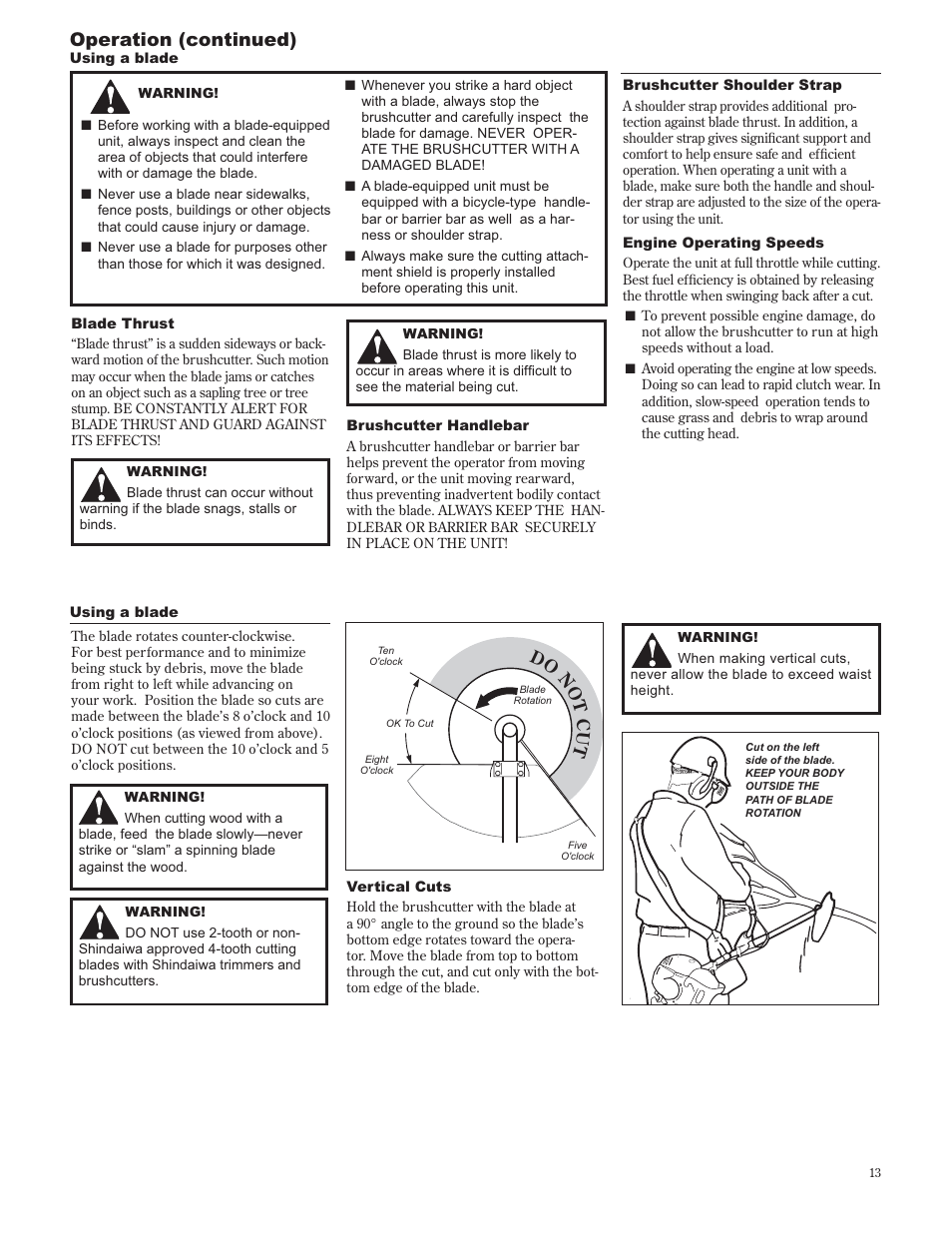 Operation (continued) | Shindaiwa 89302 User Manual | Page 13 / 72