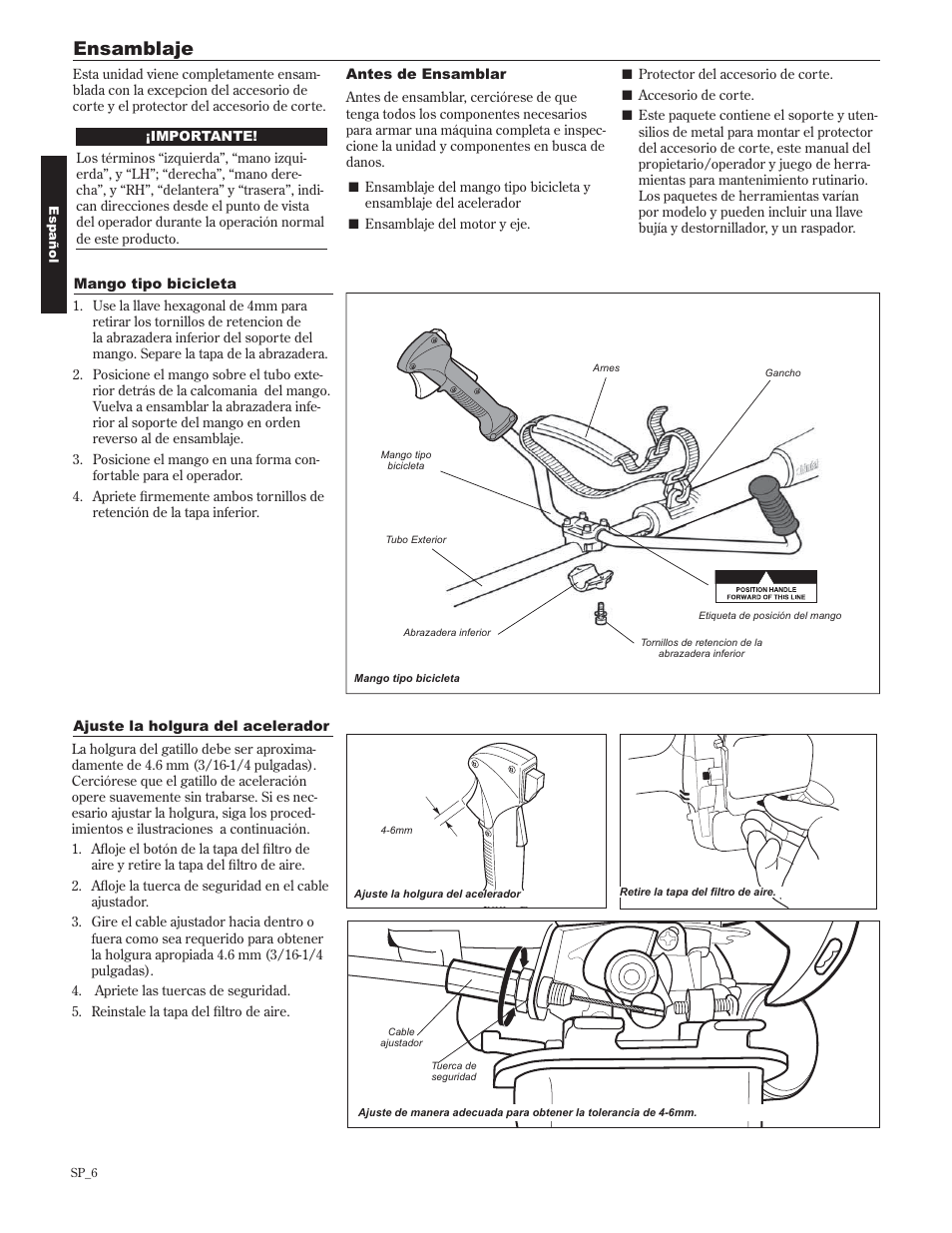 Ensamblaje | Shindaiwa 89302 User Manual | Page 30 / 72