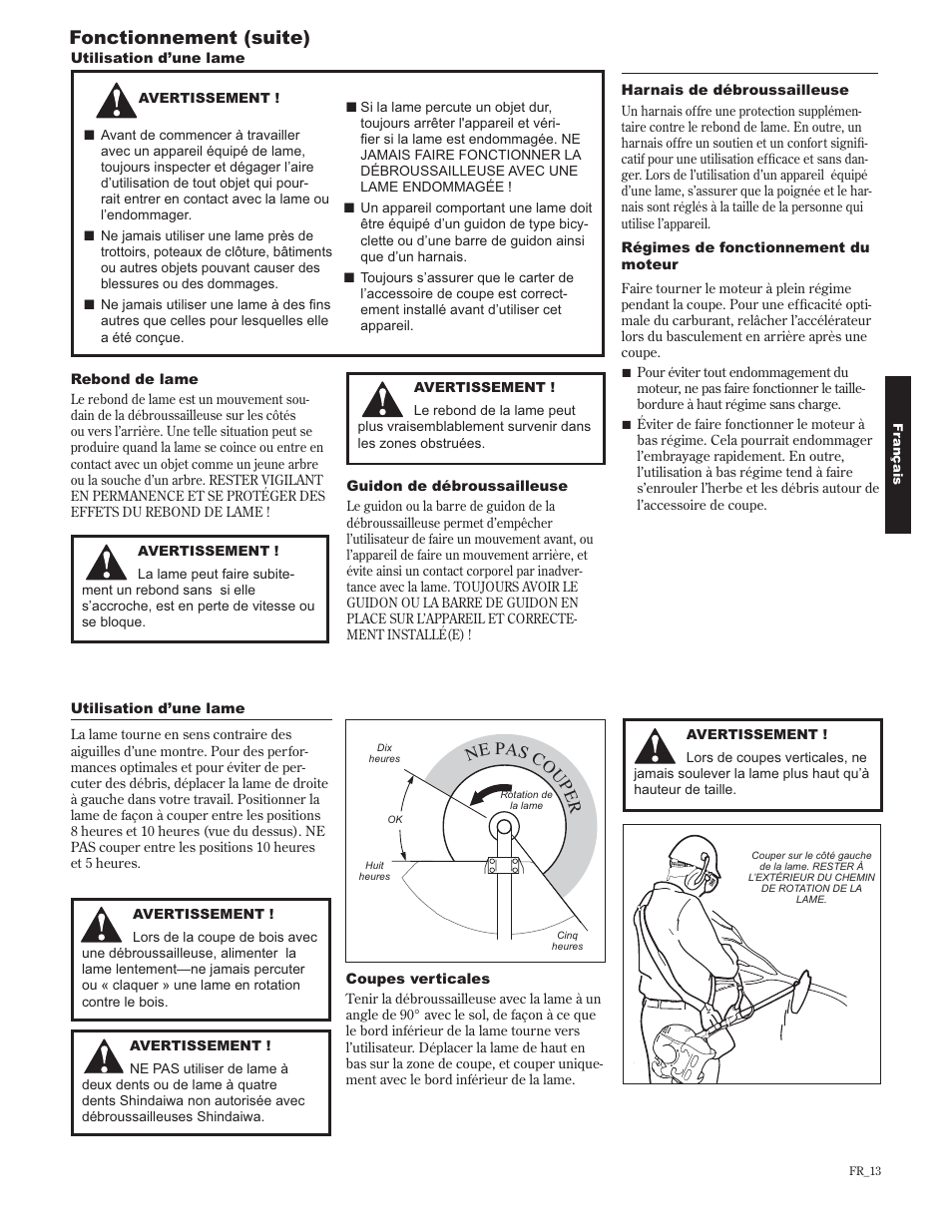 Fonctionnement (suite) | Shindaiwa 89302 User Manual | Page 61 / 72