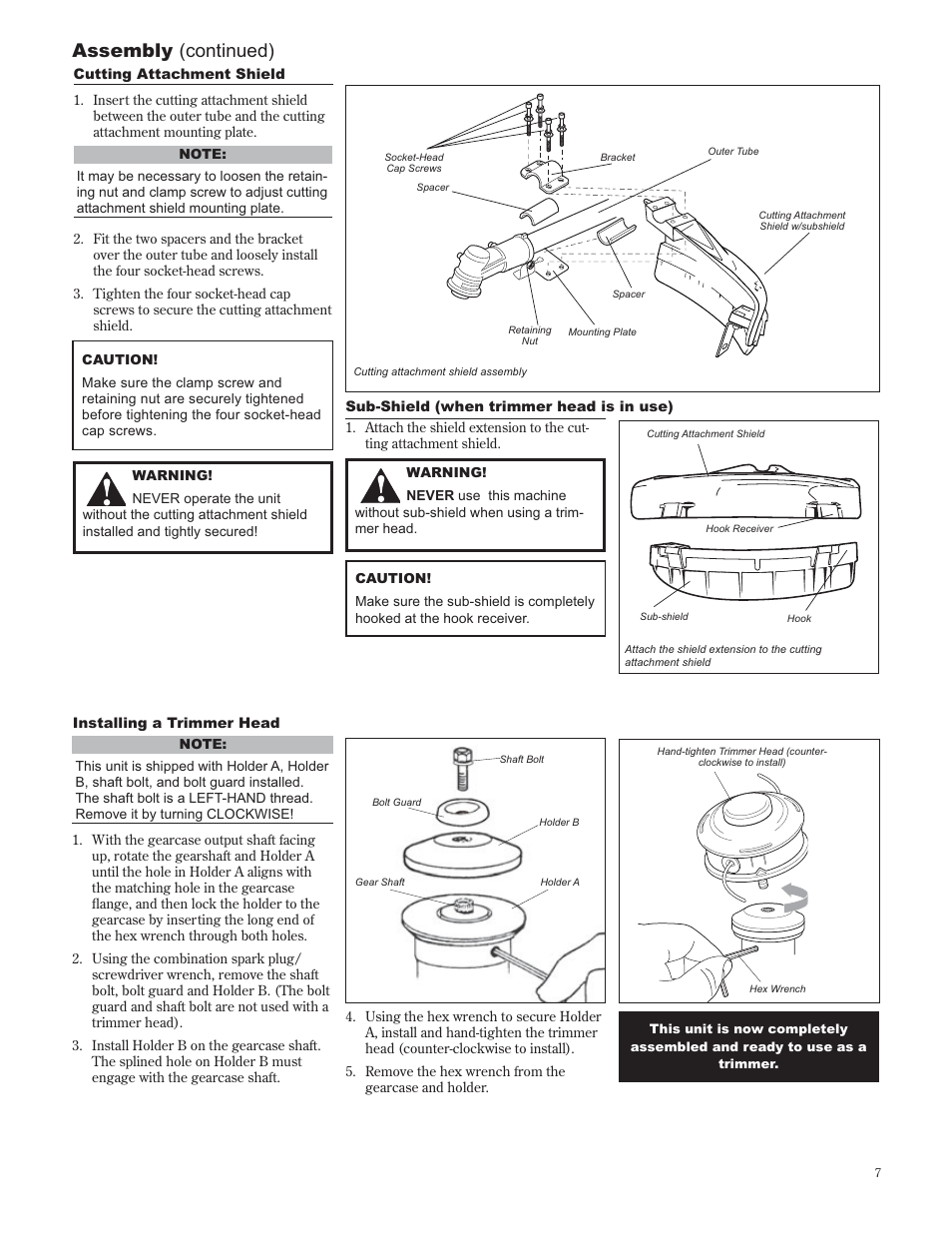 Assembly (continued) | Shindaiwa 89302 User Manual | Page 7 / 72