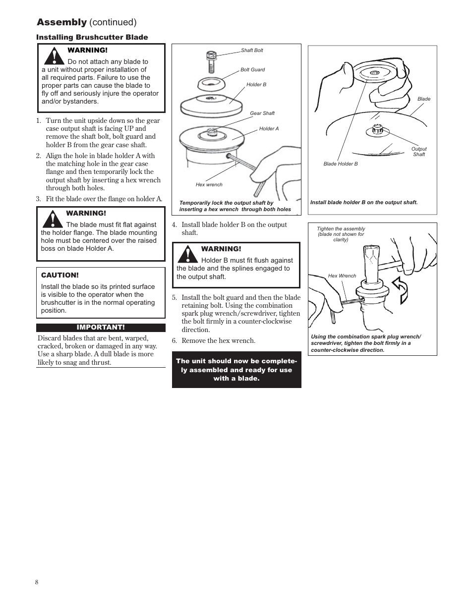 Assembly (continued) | Shindaiwa 89302 User Manual | Page 8 / 72