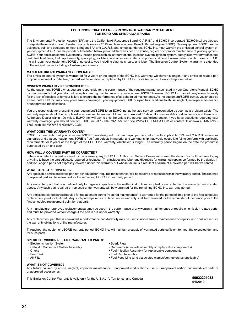 Shindaiwa X7501920500 User Manual | Page 24 / 28