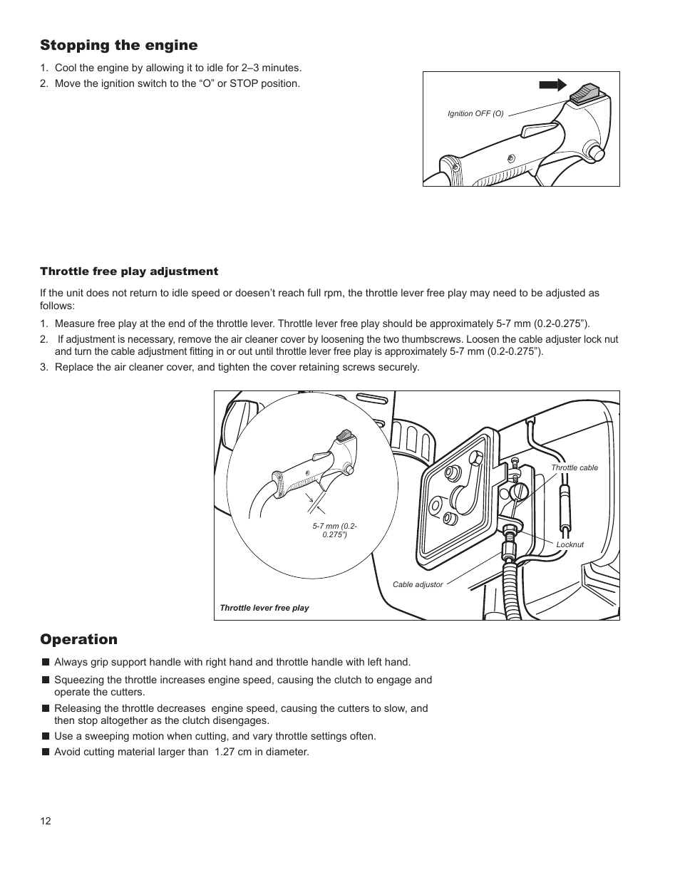 Stopping the engine, Operation | Shindaiwa HT231 User Manual | Page 12 / 28