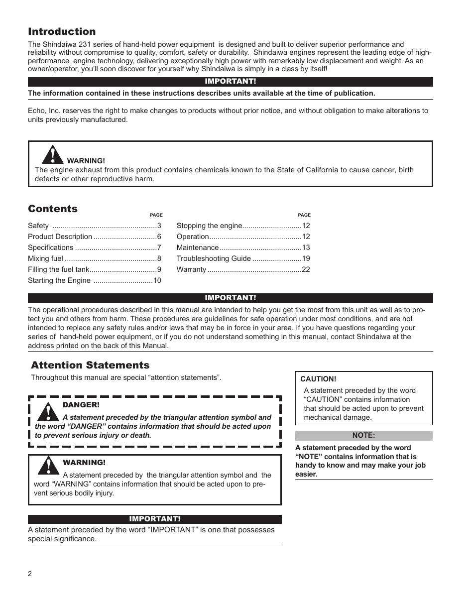 Shindaiwa HT231 User Manual | Page 2 / 28
