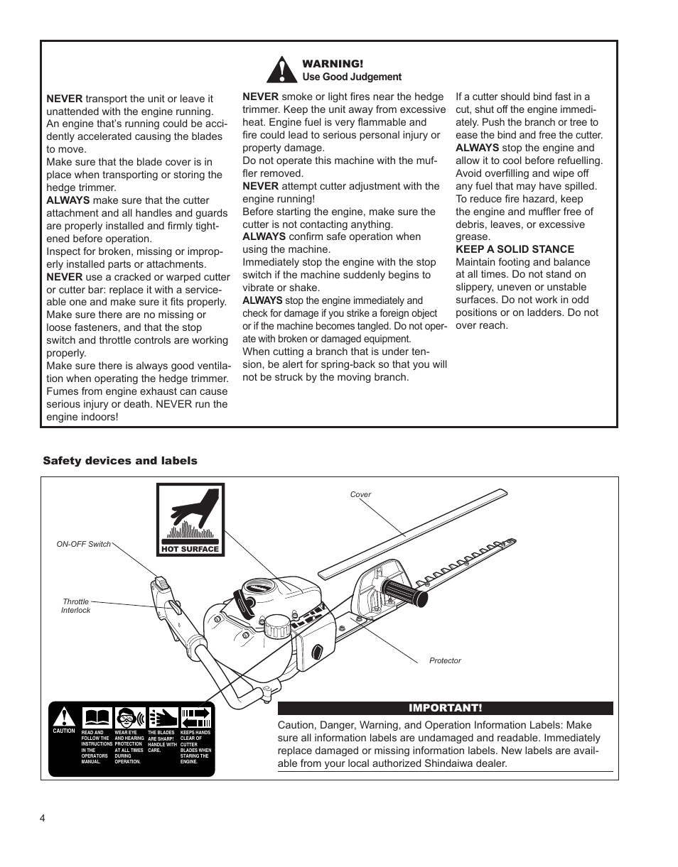 Shindaiwa HT231 User Manual | Page 4 / 28