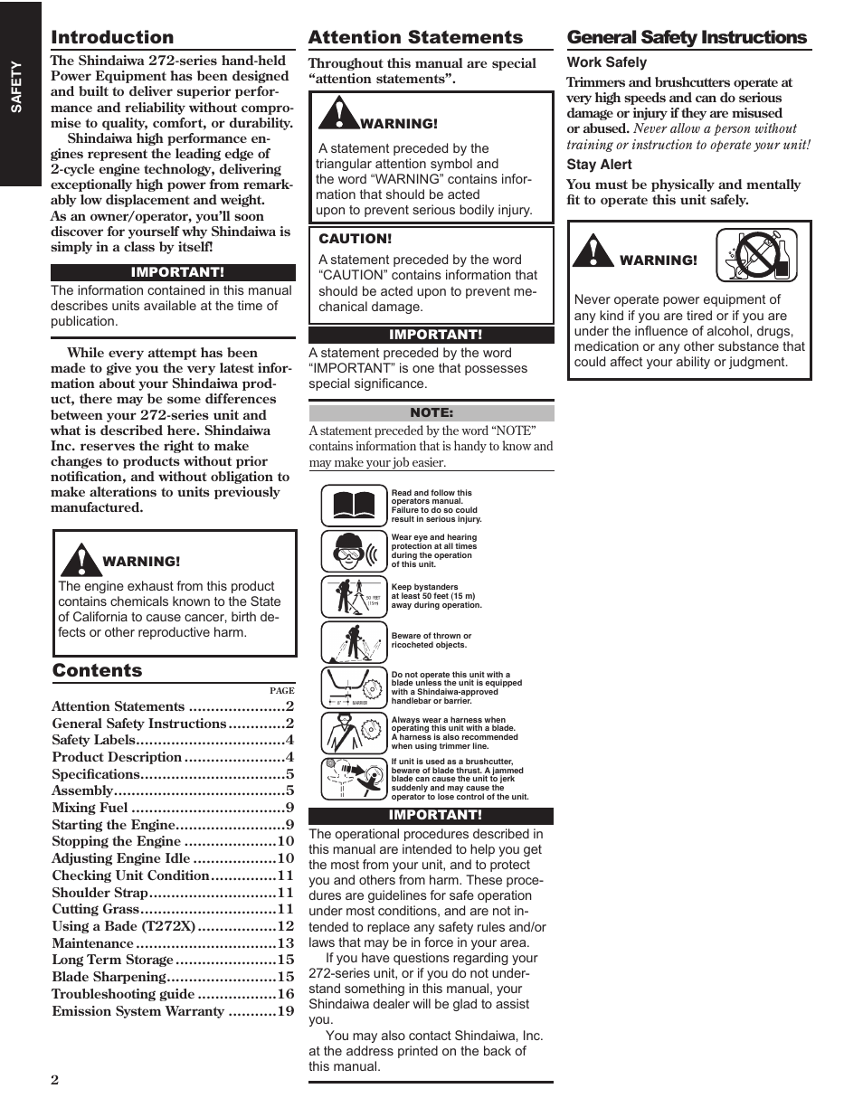 Shindaiwa 80974 User Manual | Page 2 / 40