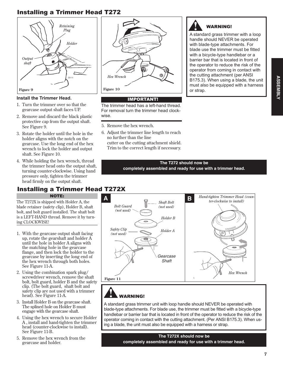 Installing a trimmer head t272x, Installing a trimmer head t272 | Shindaiwa 80974 User Manual | Page 7 / 40