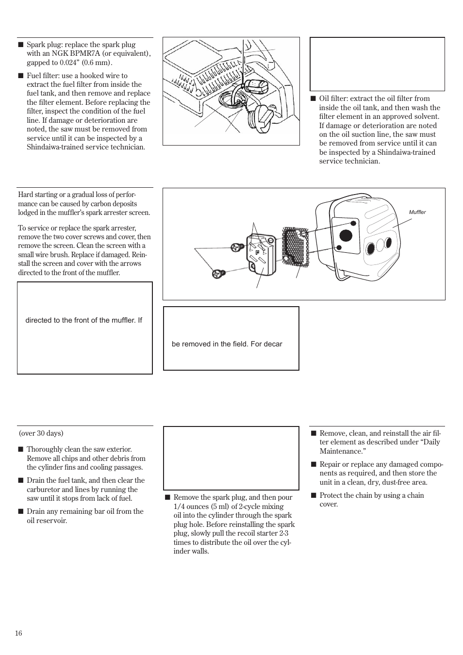 Long term storage, Maintenance (continued) | Shindaiwa 502s User Manual | Page 16 / 66
