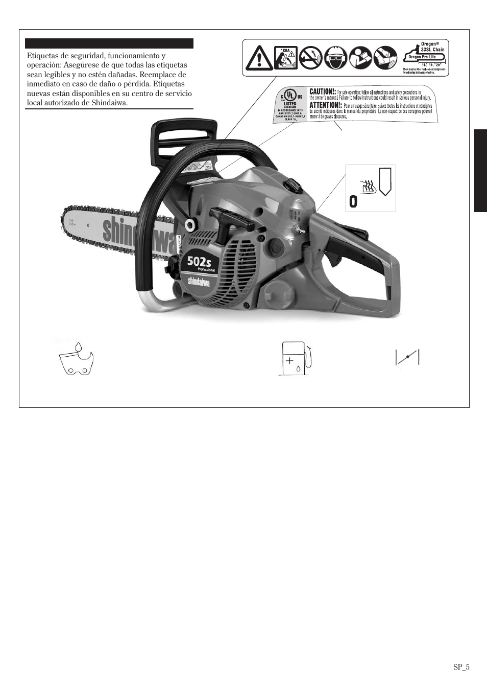 Rótulos de seguridad | Shindaiwa 502s User Manual | Page 27 / 66