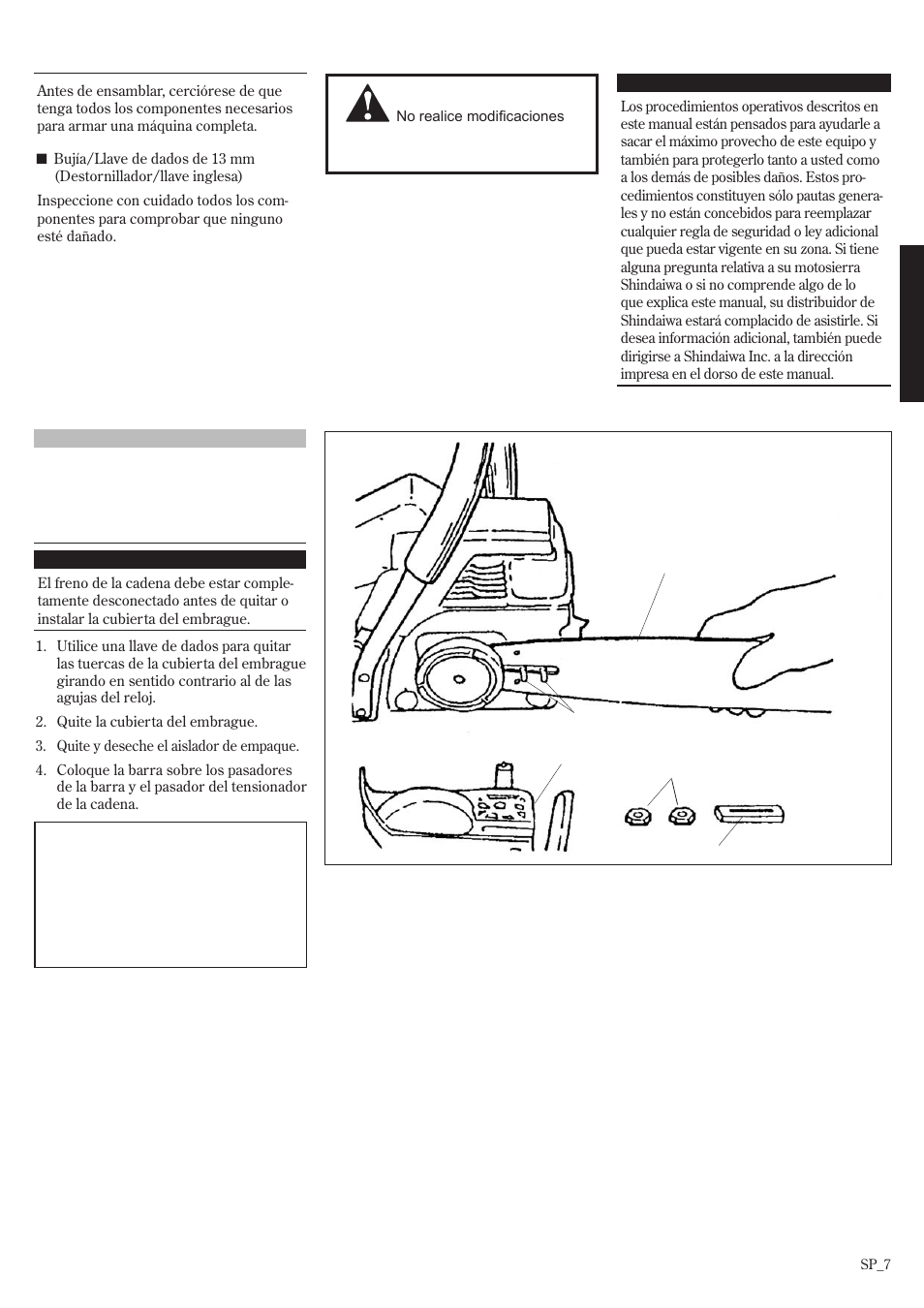 Ensamblar y adjuste | Shindaiwa 502s User Manual | Page 29 / 66