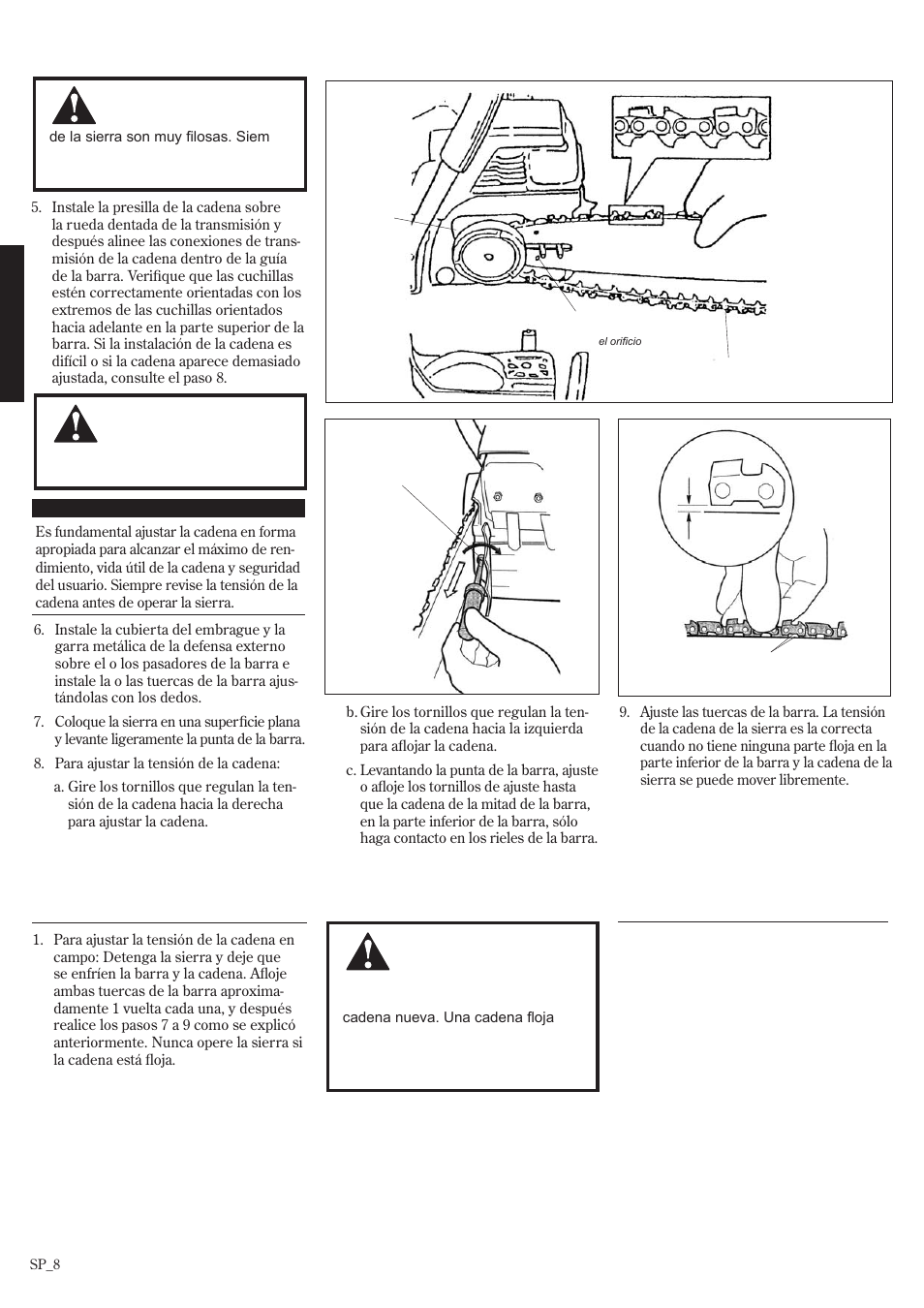 Ensamblar y adjuste (continuación) | Shindaiwa 502s User Manual | Page 30 / 66