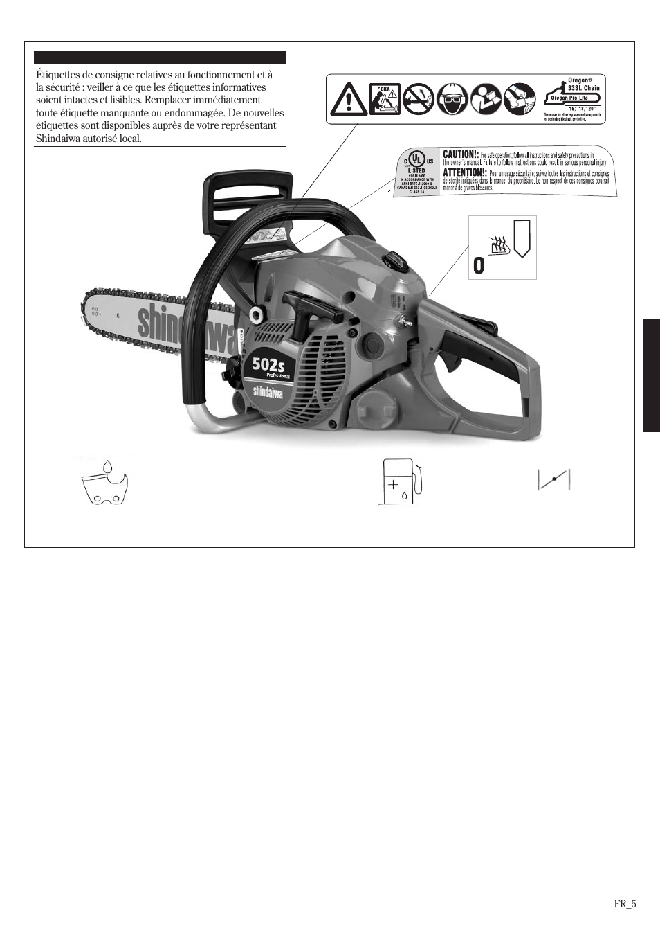 Étiquettes de sécurité | Shindaiwa 502s User Manual | Page 49 / 66