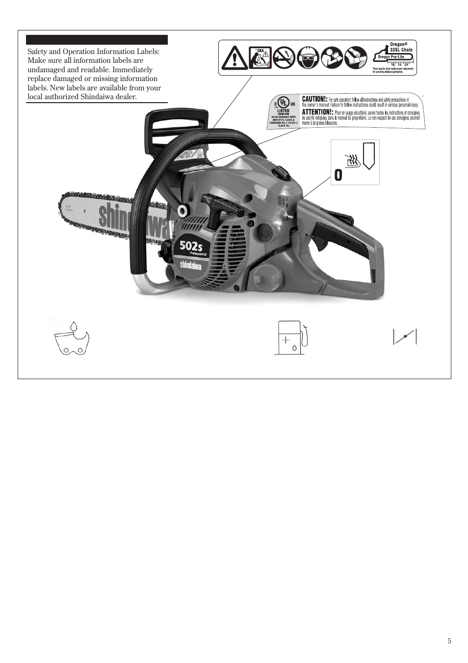 Safety labels | Shindaiwa 502s User Manual | Page 5 / 66