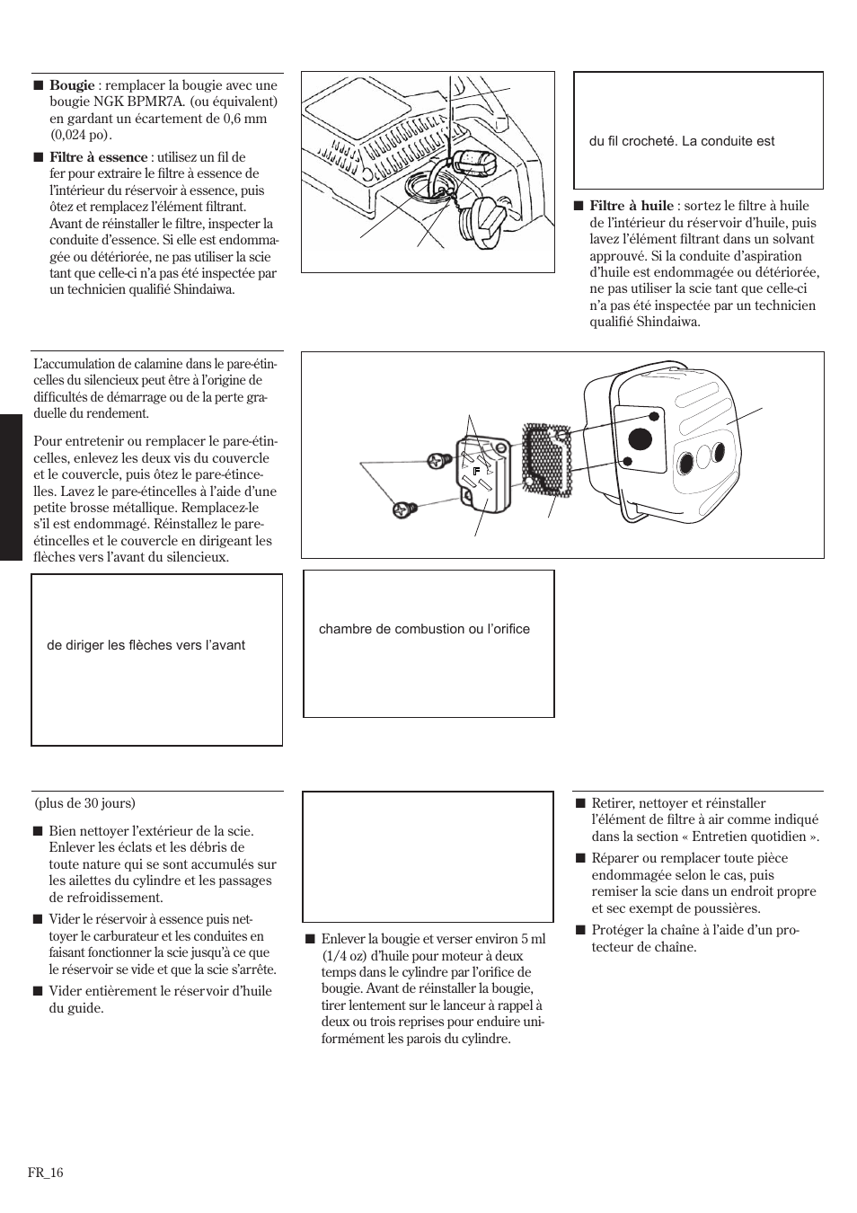 Remisage à long terme, Entretien ( suite ) | Shindaiwa 502s User Manual | Page 60 / 66