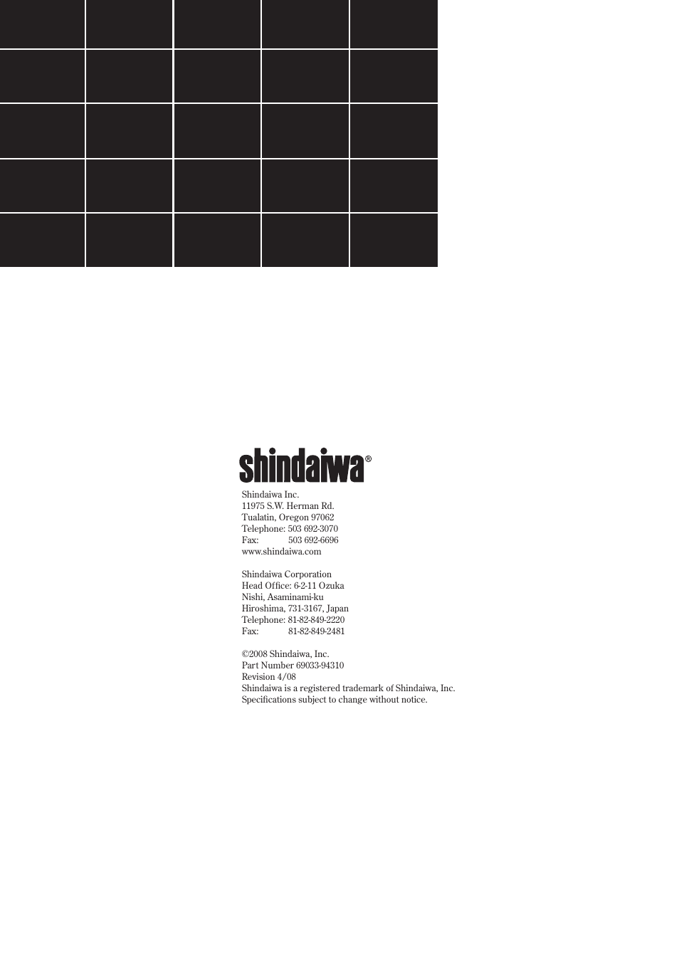 Shindaiwa 502s User Manual | Page 66 / 66
