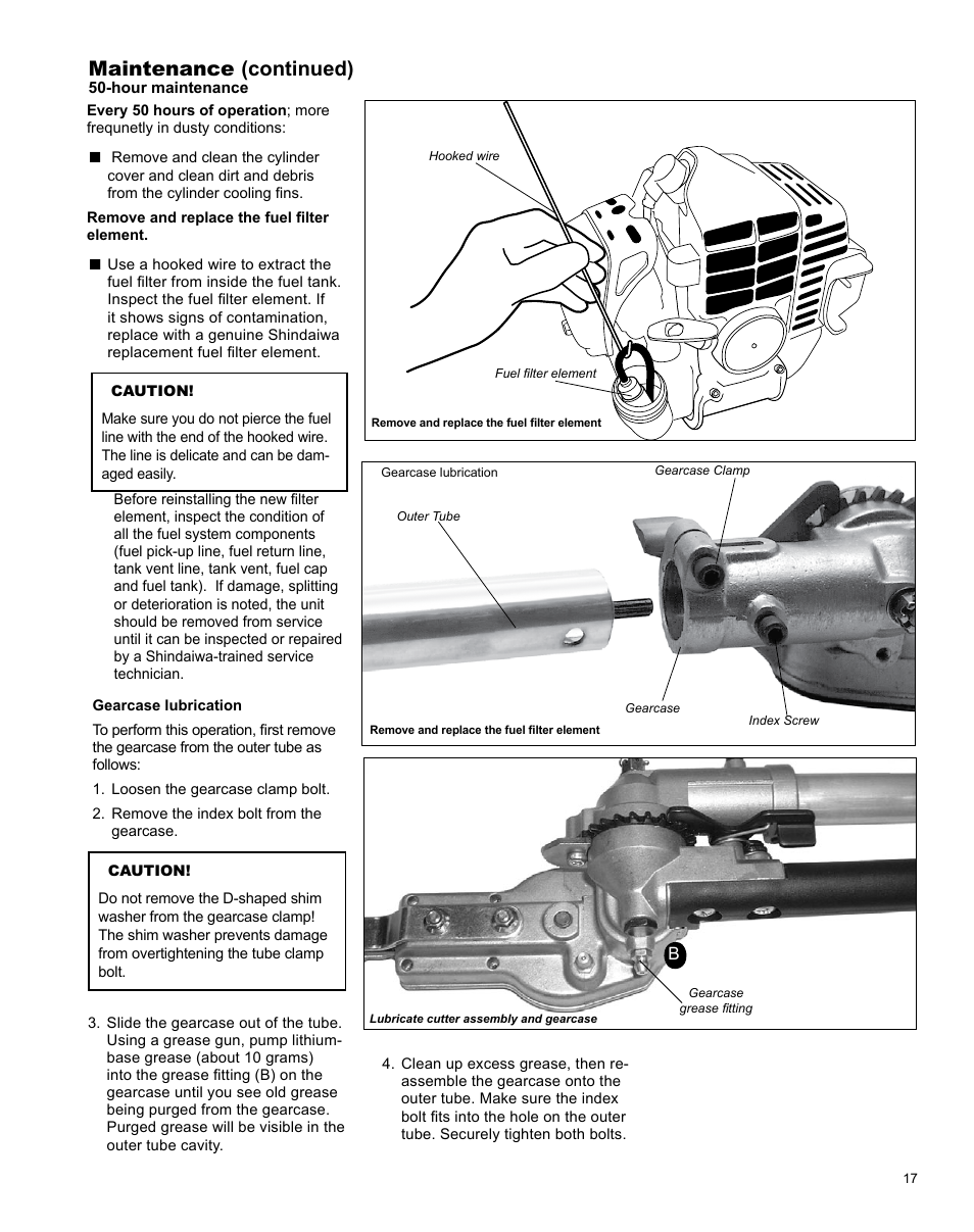 Maintenance (continued) | Shindaiwa AHS242ef User Manual | Page 17 / 28