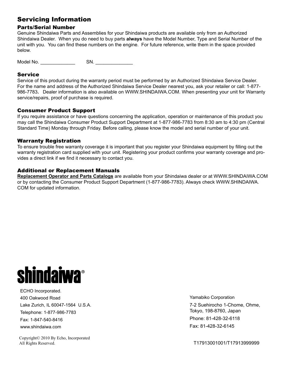 Servicing information | Shindaiwa AHS242ef User Manual | Page 28 / 28