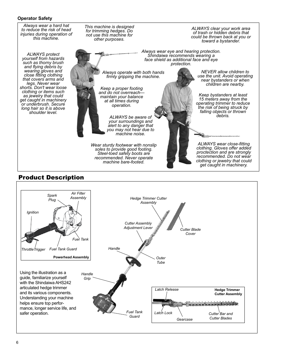 Product description | Shindaiwa AHS242ef User Manual | Page 6 / 28