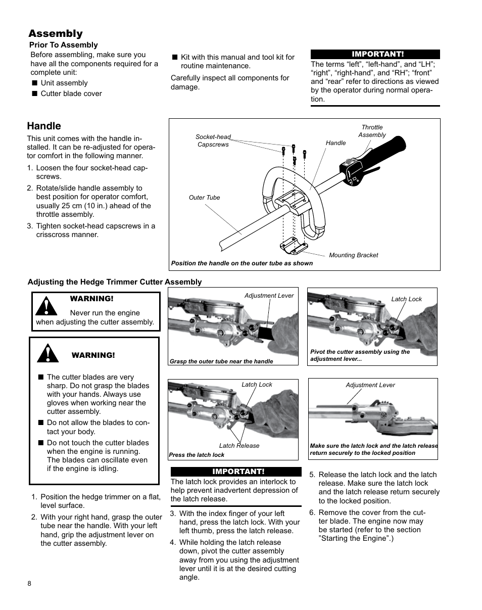 Assembly, Handle | Shindaiwa AHS242ef User Manual | Page 8 / 28