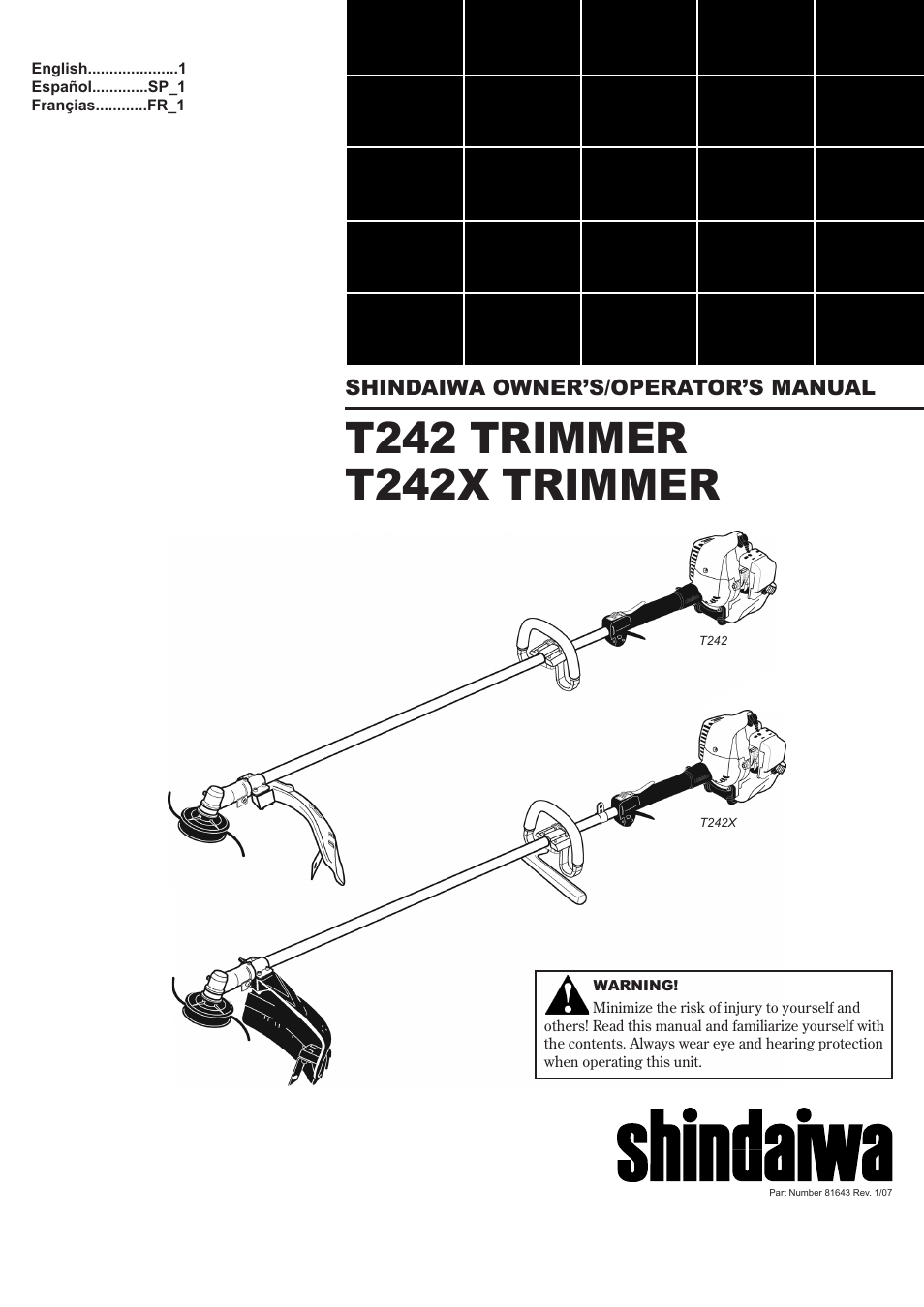 Shindaiwa 81643 User Manual | 60 pages