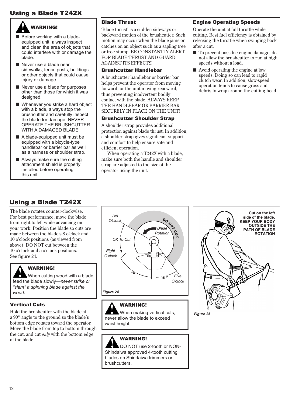 Using a blade t242x | Shindaiwa 81643 User Manual | Page 12 / 60