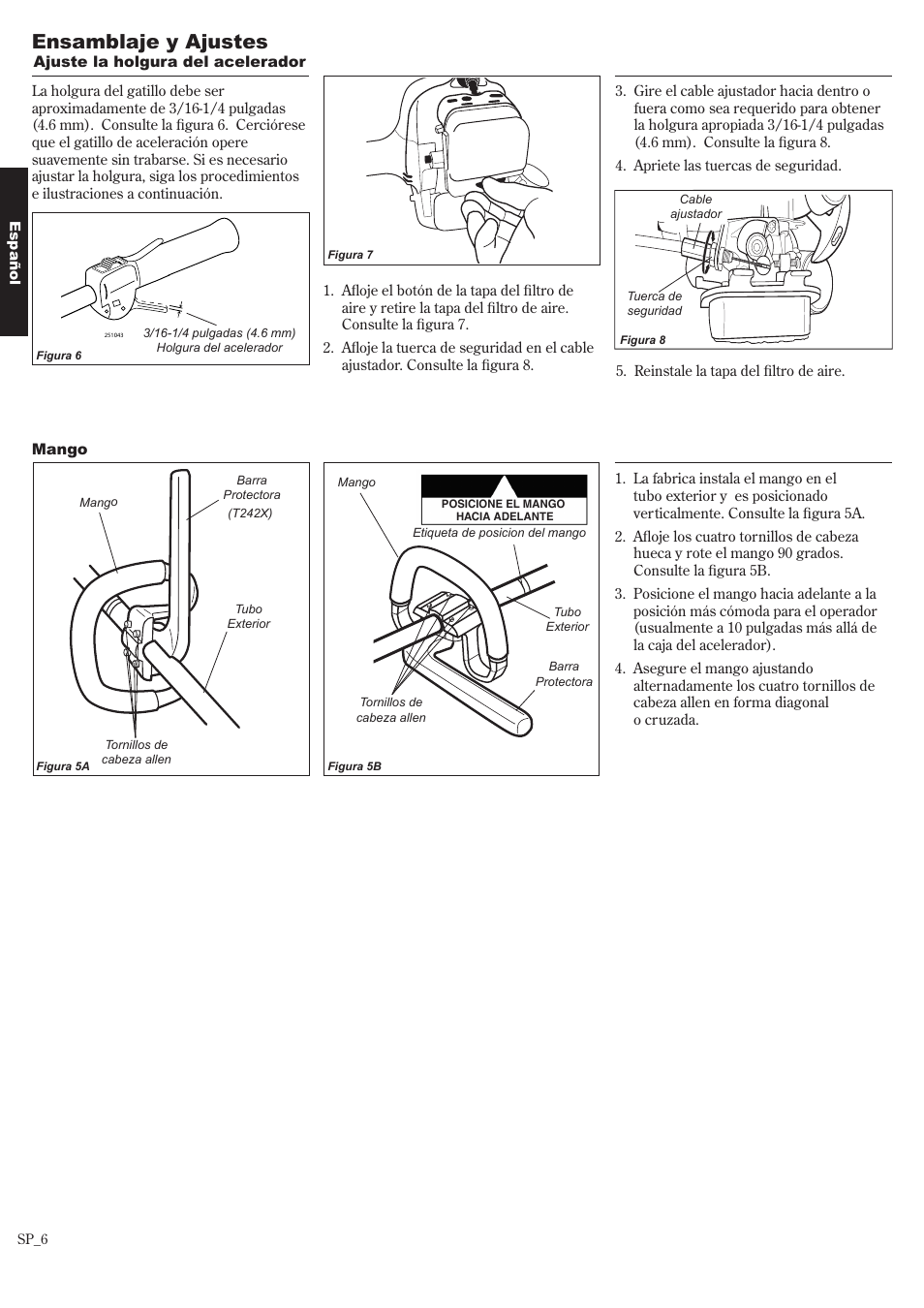 Ensamblaje y ajustes | Shindaiwa 81643 User Manual | Page 26 / 60