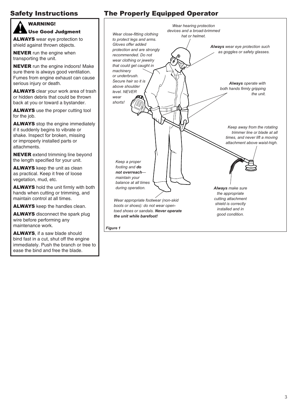 Safety instructions the properly equipped operator | Shindaiwa 81643 User Manual | Page 3 / 60