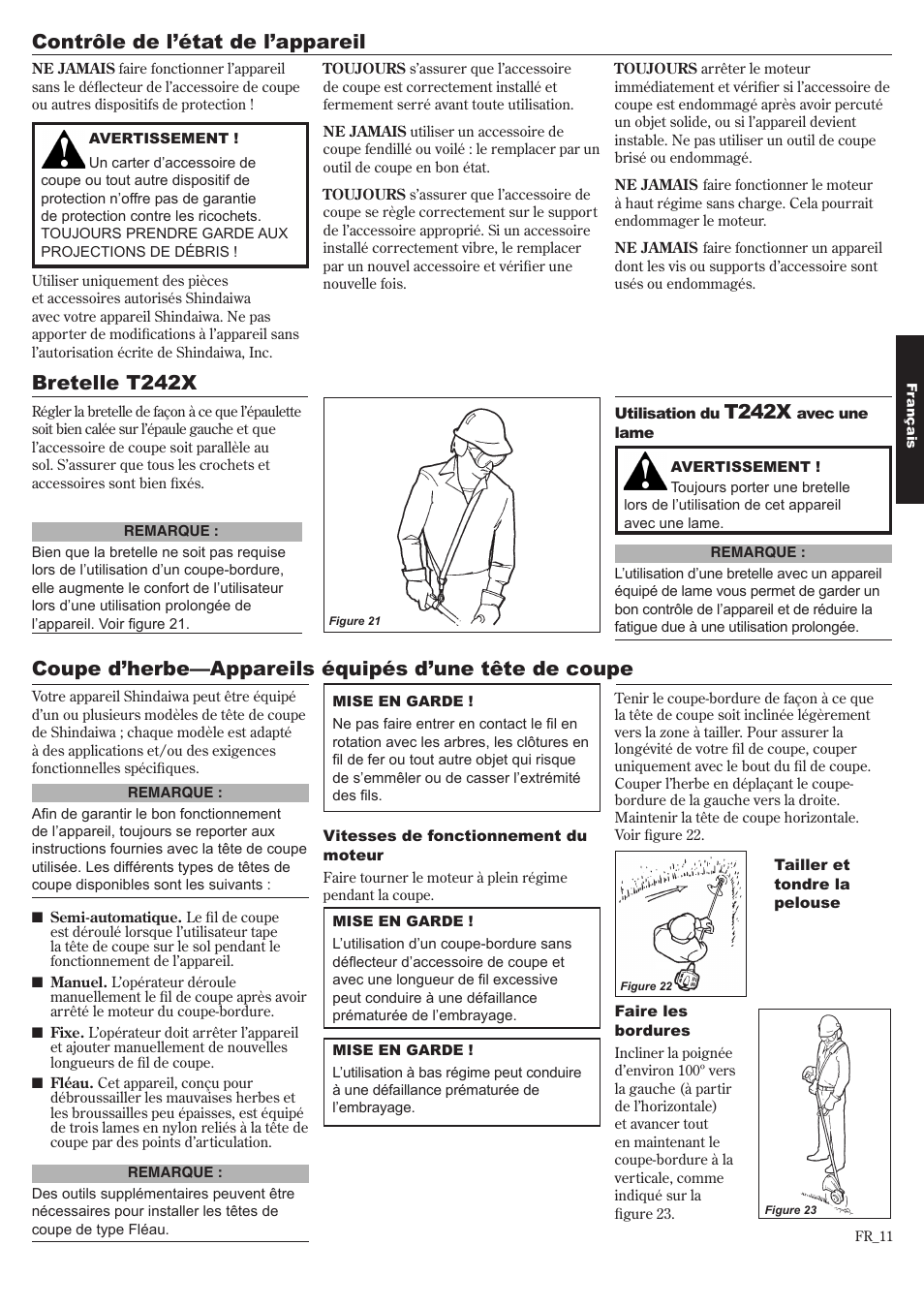 Contrôle de l’état de l’appareil bretelle t242x, T242x | Shindaiwa 81643 User Manual | Page 51 / 60