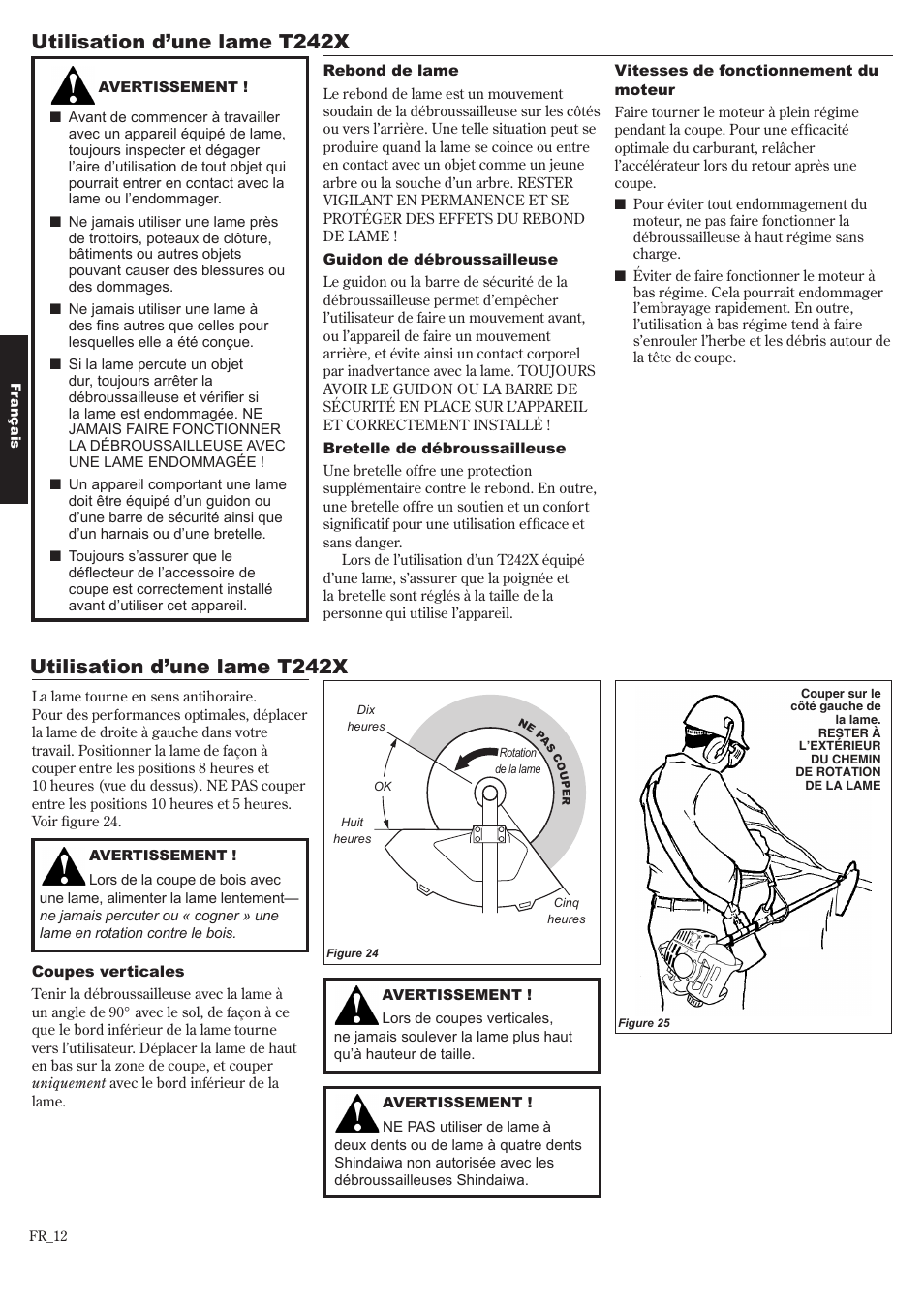 Utilisation d’une lame t242x | Shindaiwa 81643 User Manual | Page 52 / 60