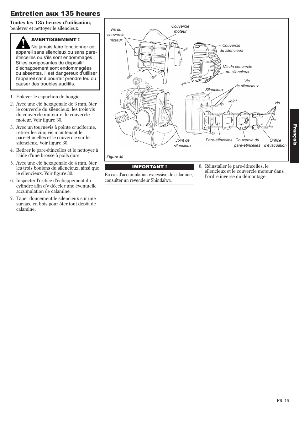 Entretien aux 135 heures | Shindaiwa 81643 User Manual | Page 55 / 60