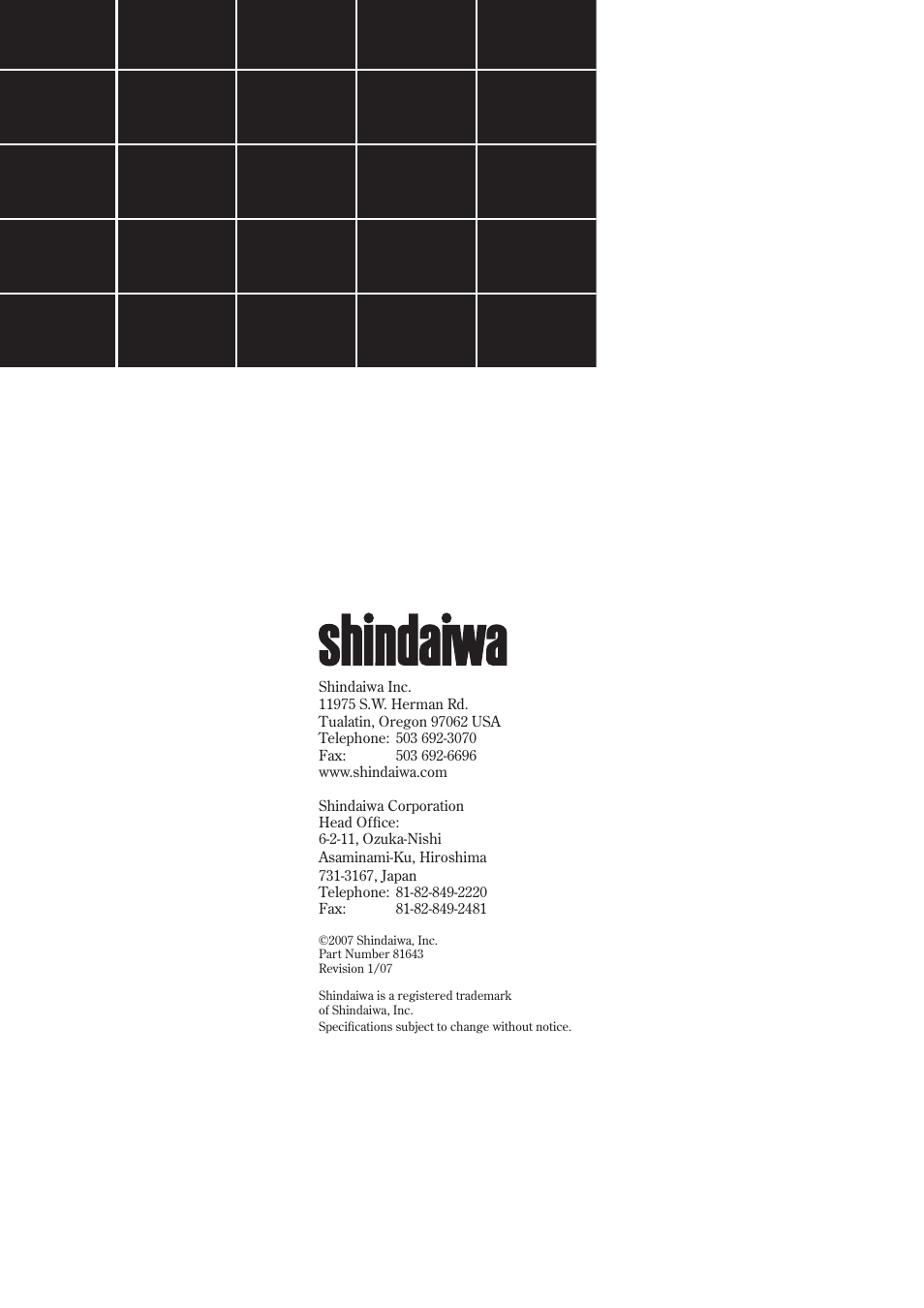 Shindaiwa 81643 User Manual | Page 60 / 60