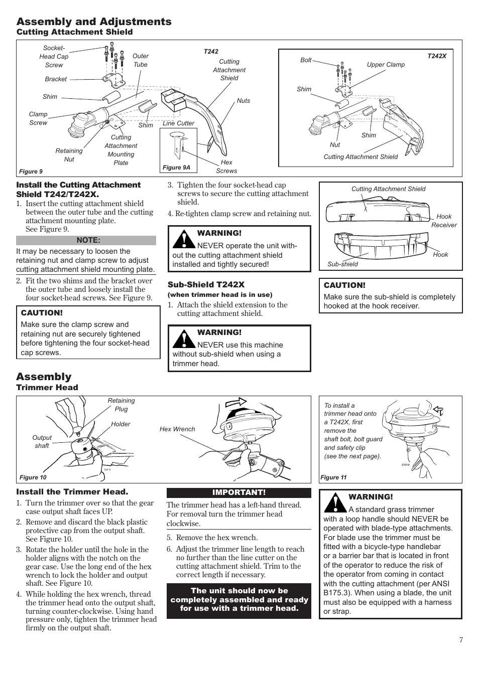 Assembly, Assembly and adjustments | Shindaiwa 81643 User Manual | Page 7 / 60