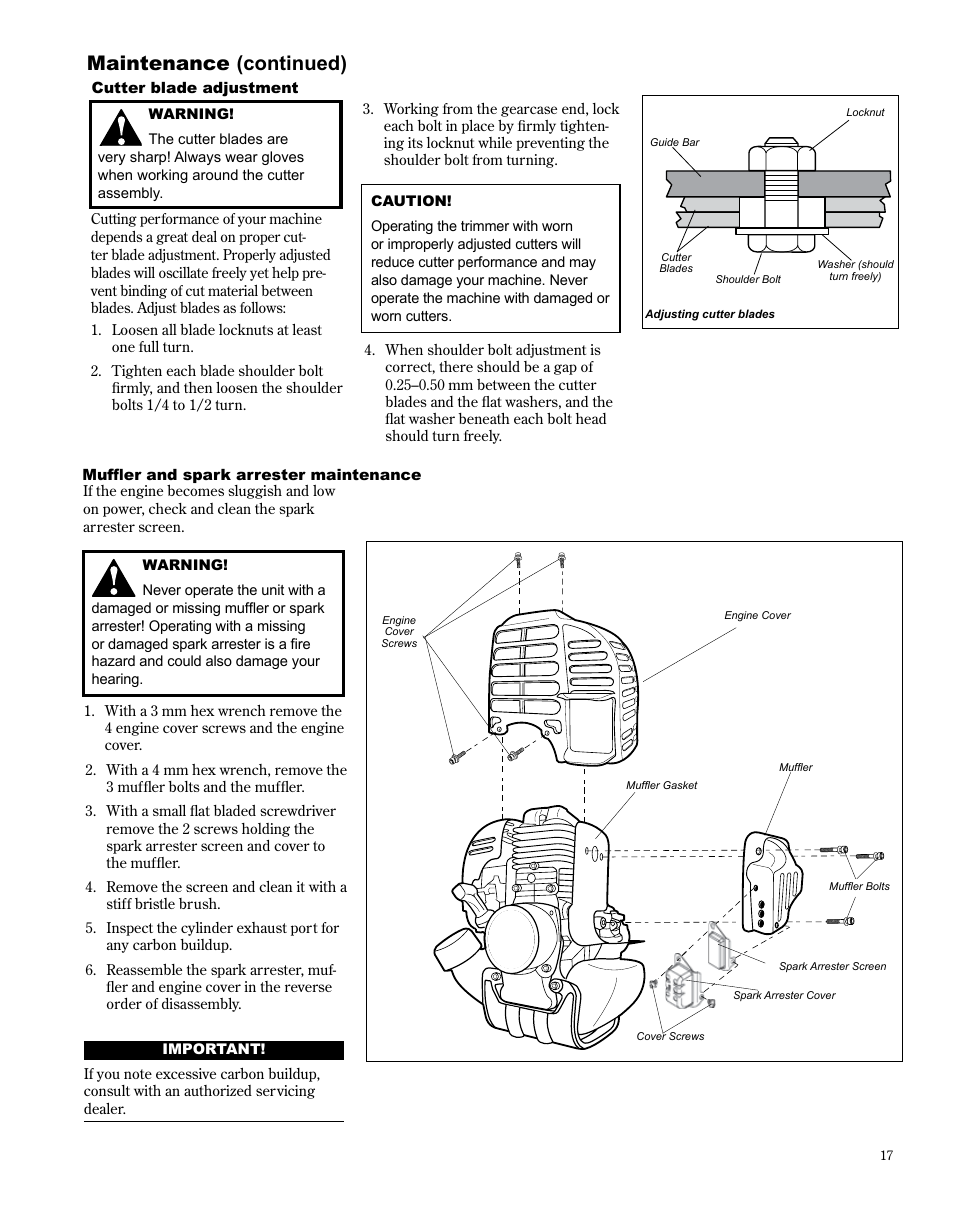 Maintenance (continued) | Shindaiwa X7502872400 User Manual | Page 17 / 28