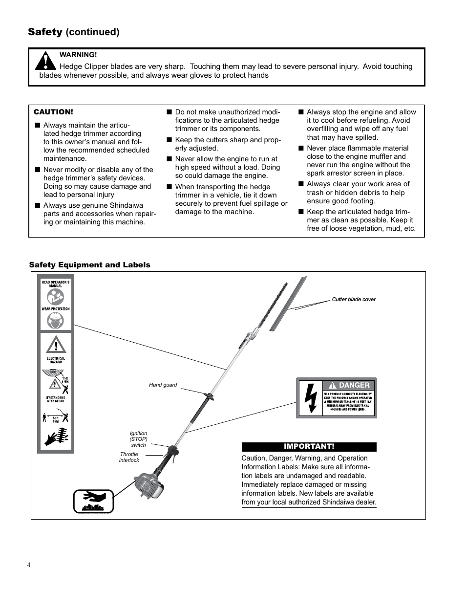 Safety (continued) | Shindaiwa X7502872400 User Manual | Page 4 / 28