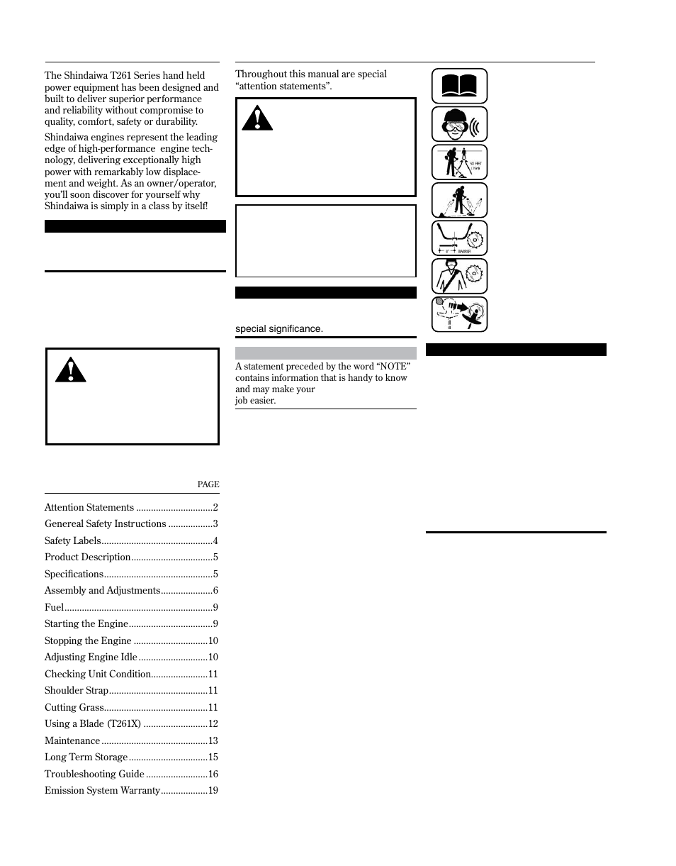 Shindaiwa 81646 User Manual | Page 2 / 48