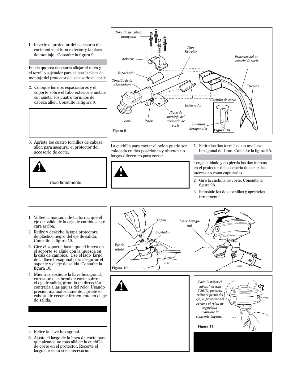 Ensamblaje: cabezal de corte, Ensamblaje: protector del accesorio de corte | Shindaiwa 81646 User Manual | Page 31 / 48