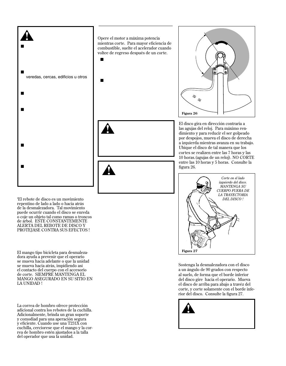 Usando un disco (t261x) | Shindaiwa 81646 User Manual | Page 36 / 48