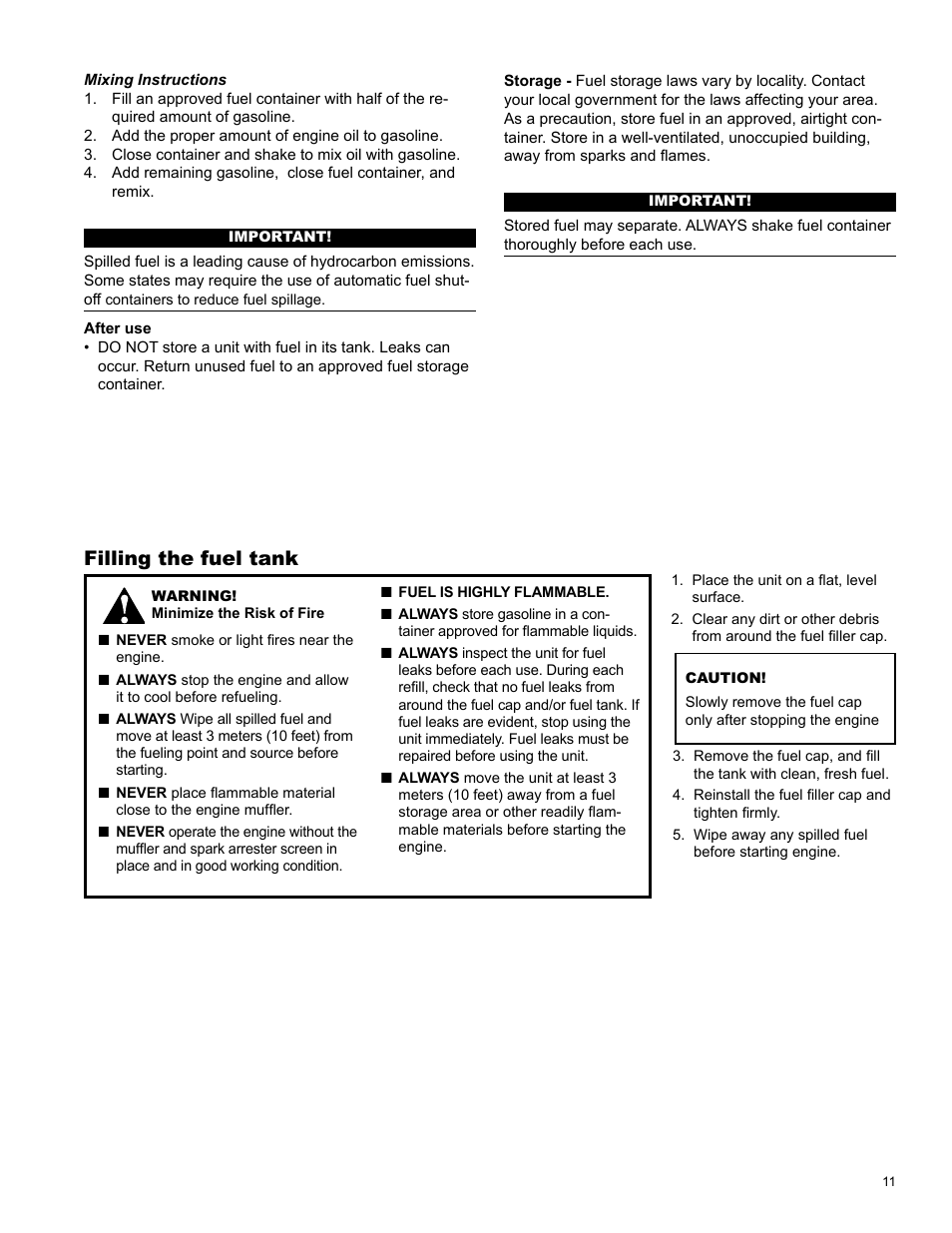 Filling the fuel tank | Shindaiwa X7502825900 User Manual | Page 11 / 32