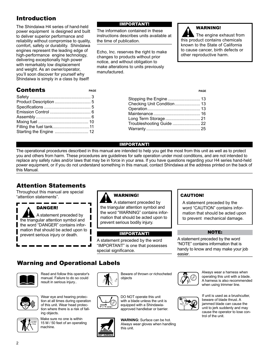 Shindaiwa X7502825900 User Manual | Page 2 / 32