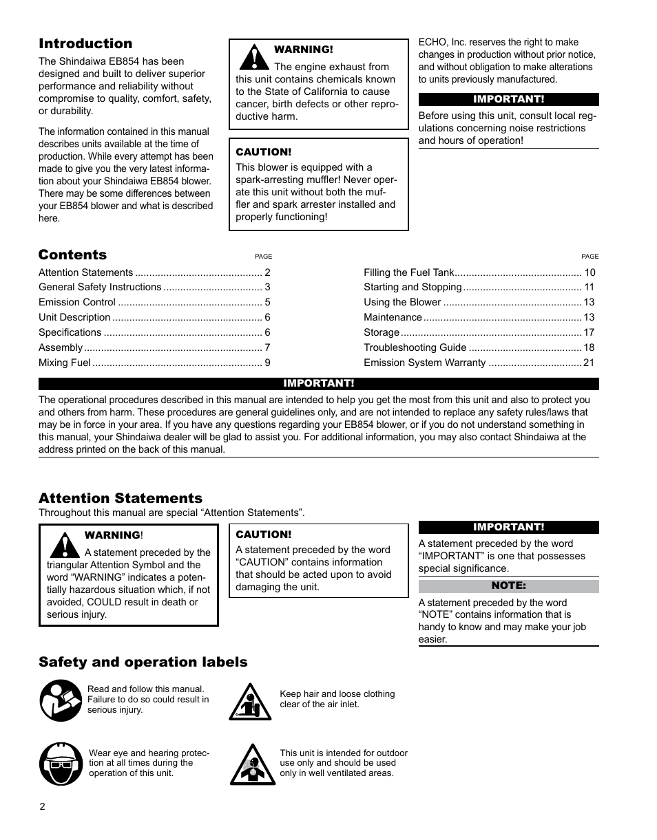 Shindaiwa X7501970601 User Manual | Page 2 / 28