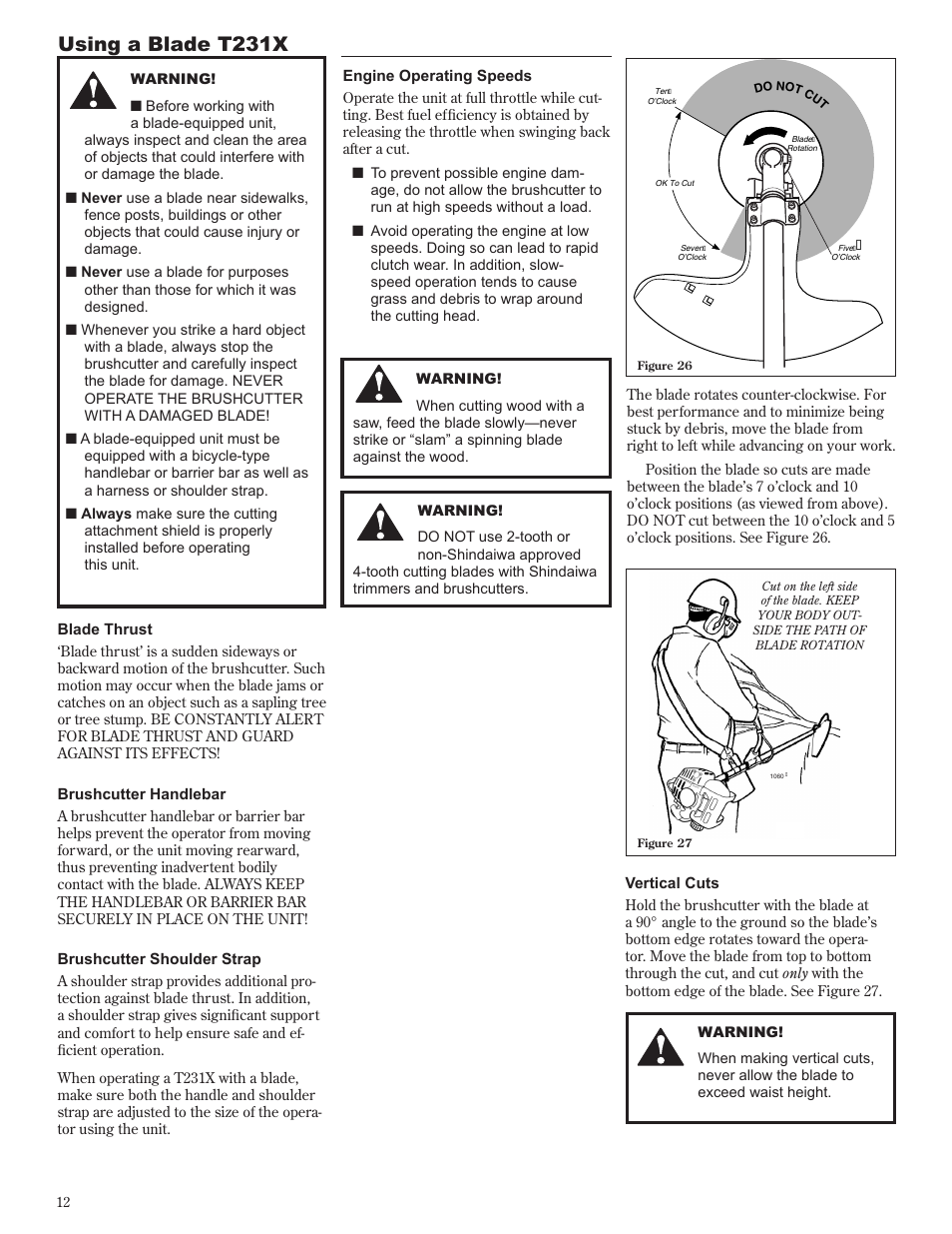 Using a blade t231x | Shindaiwa 81601 User Manual | Page 12 / 40