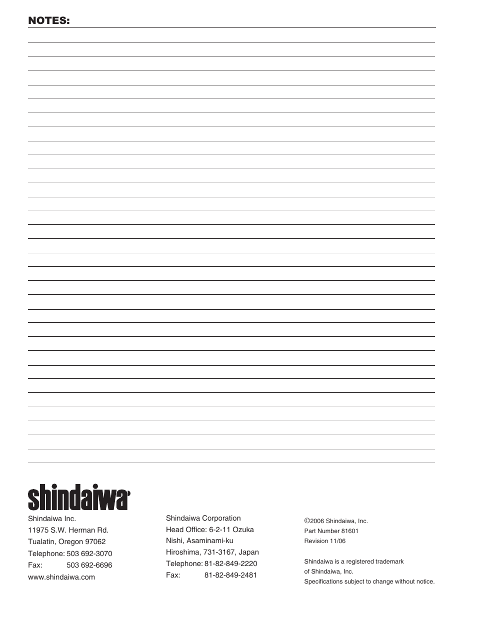 Shindaiwa 81601 User Manual | Page 20 / 40