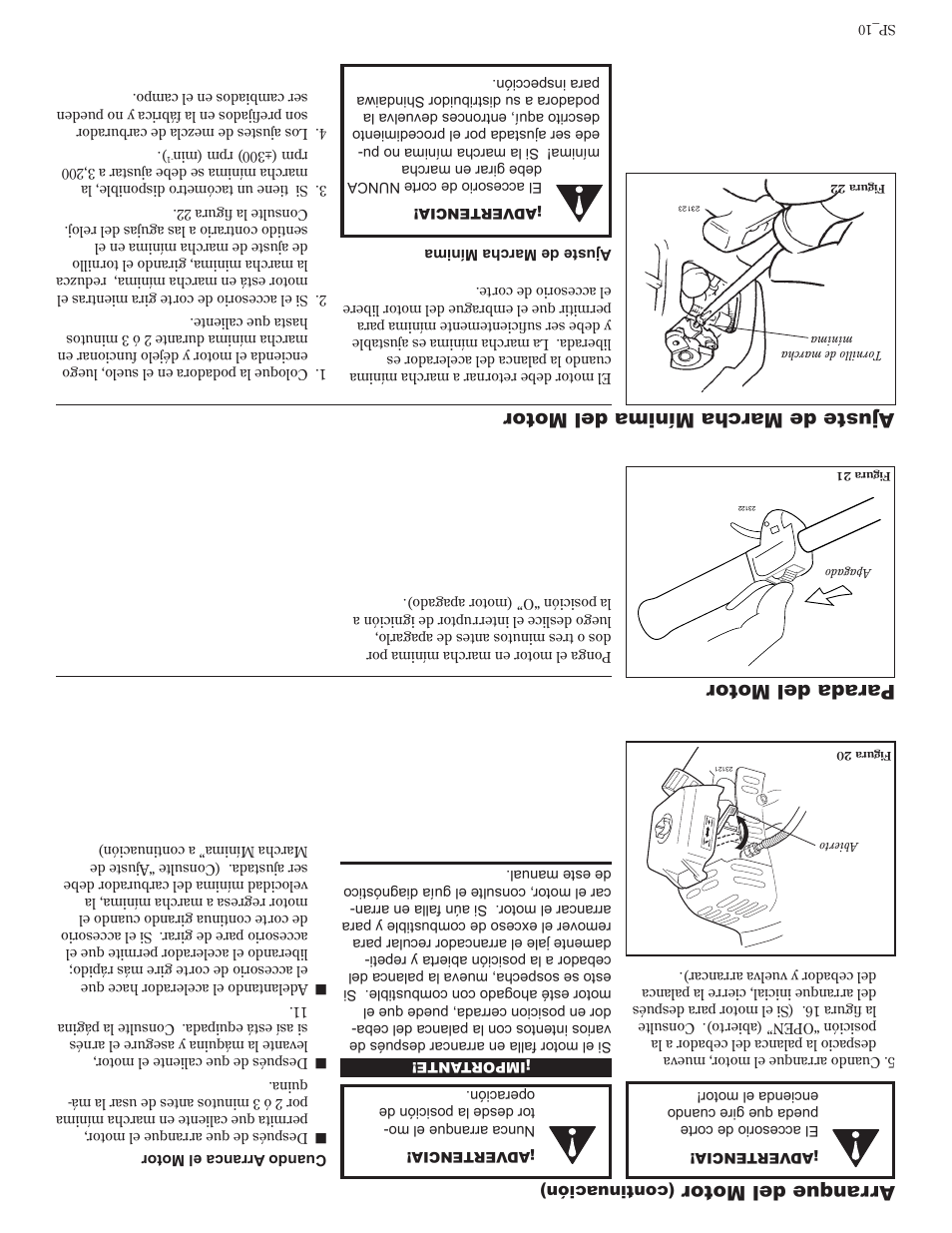 Arranque del motor | Shindaiwa 81601 User Manual | Page 31 / 40