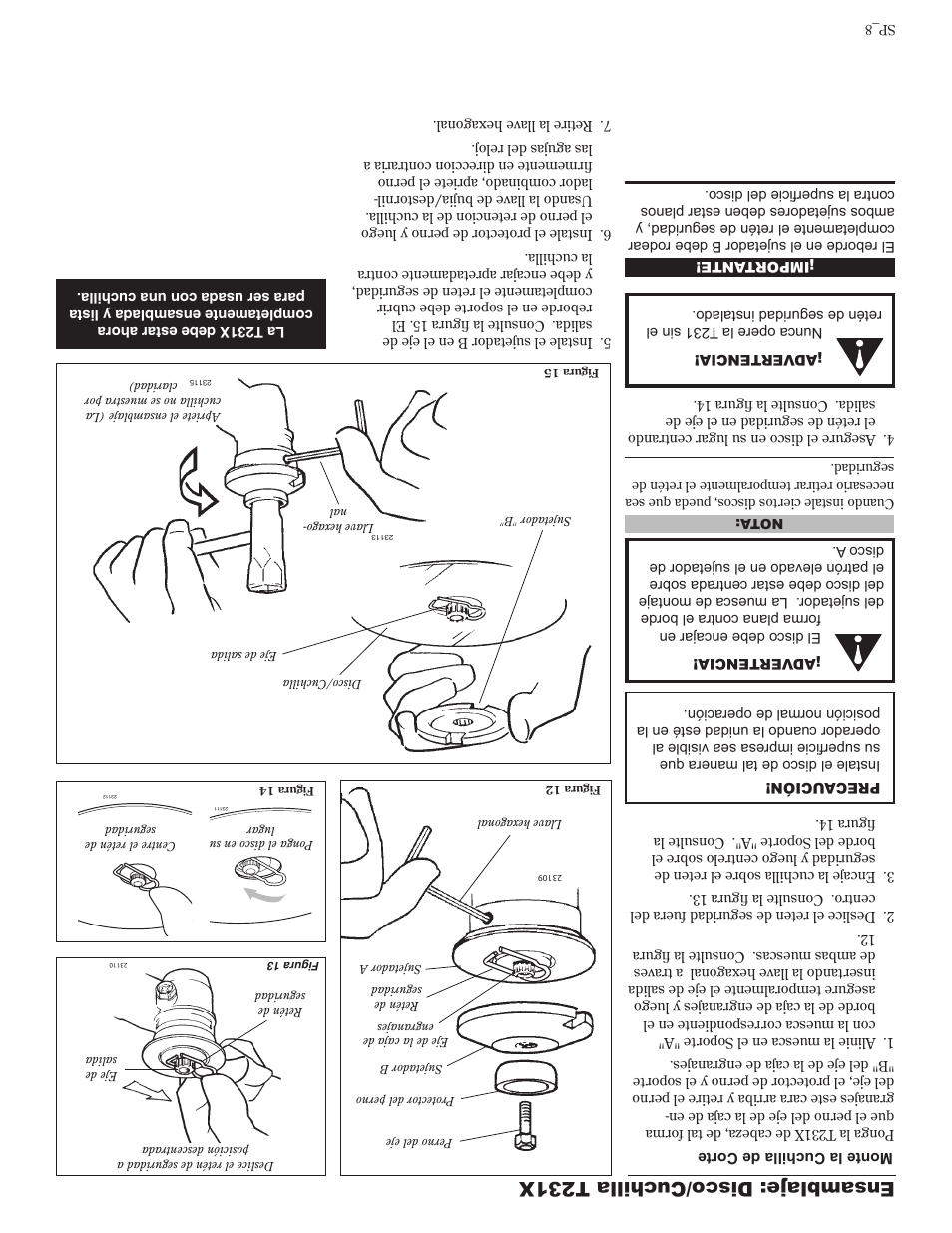 Ensamblaje: disco/cuchilla t231x | Shindaiwa 81601 User Manual | Page 33 / 40