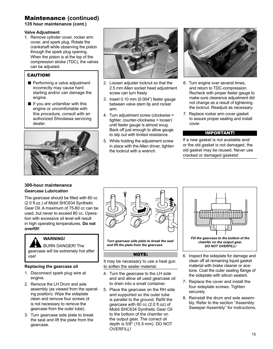 Maintenance (continued) | Shindaiwa PowerBroom PS344 User Manual | Page 15 / 28